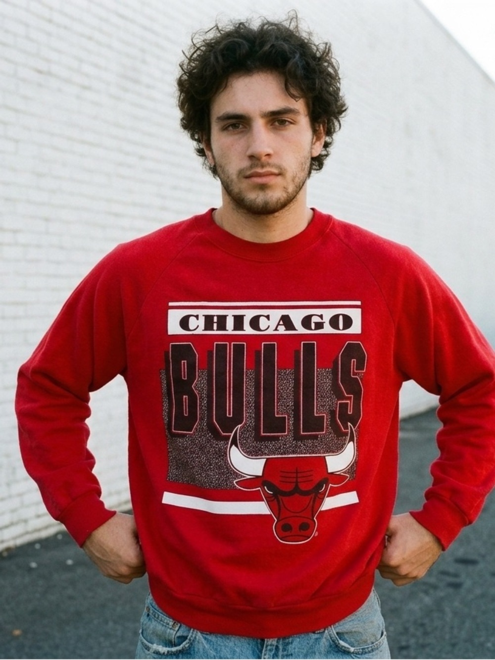 Vintage 90s Chicago Bulls NBA Crewneck Sweatshirt Garan Made In USA 50/50 Sz L